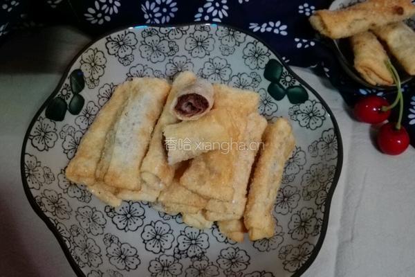 馄饨皮红豆沙春卷（年味）的做法图解9