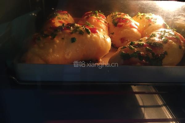 葱香肉松火腿芝士面包的做法图解17