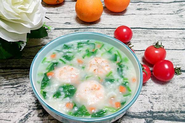 菠菜虾仁粥的做法图解6