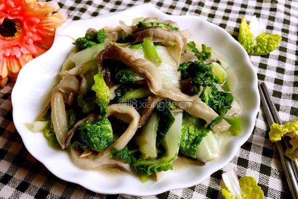黄心菜炒蘑菇的做法图解8