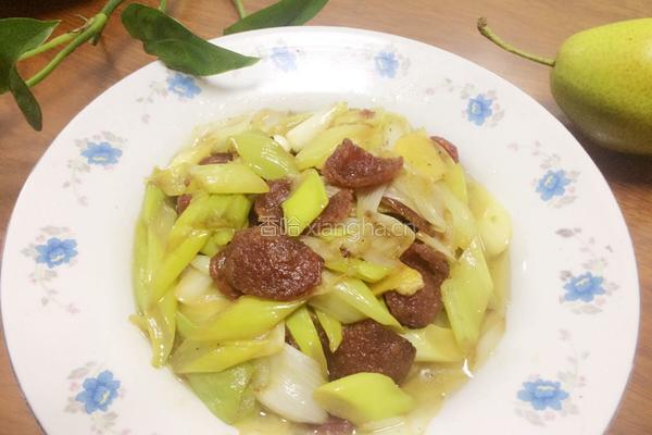 腊肠炒大葱的做法图解12