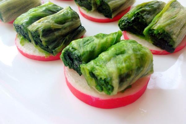 蒸鱼豉油菠菜卷的做法图解11