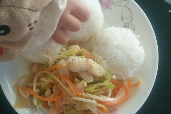 滑肉三丝饭团的做法图解7