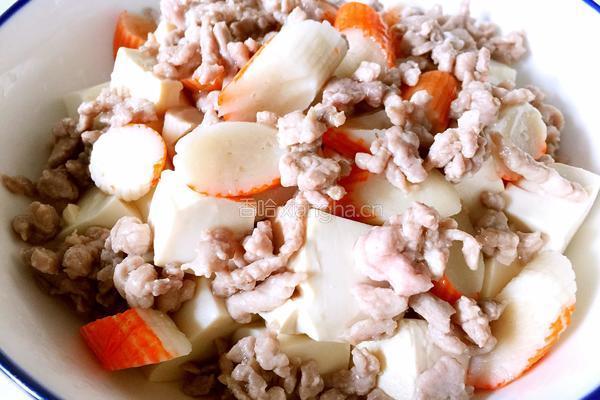 肉末蒸豆腐的做法图解5