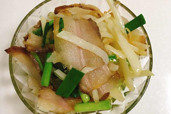 蒜苗腊肉炒土豆丝的做法图解8