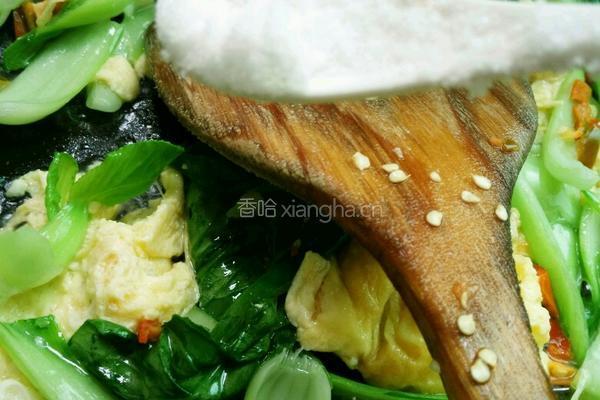 青菜炒鸡蛋的做法图解7