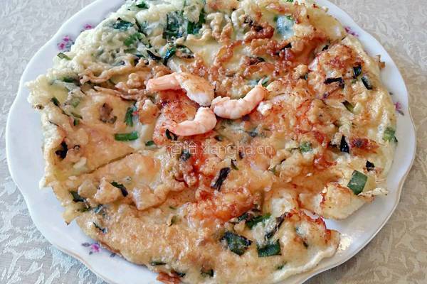 韭菜鸡蛋虾仁饼的做法图解9