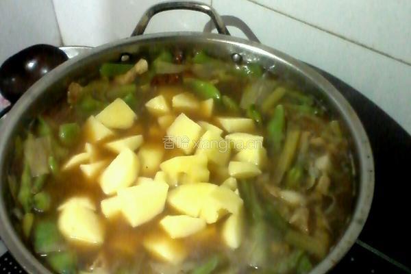 五花肉炖双豆（土豆豆角）的做法图解8