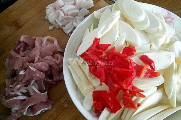 茭白肉片的做法图解2