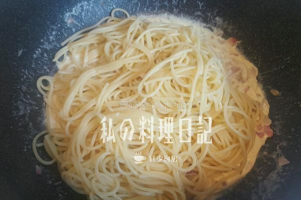芝士奶油蘑菇培根意面（3人份）的做法图解7