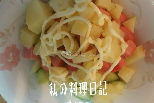 土豆黄瓜红肠色拉的做法图解5