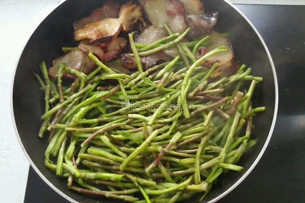 野藜蒿炒乡里腊肉的做法图解9