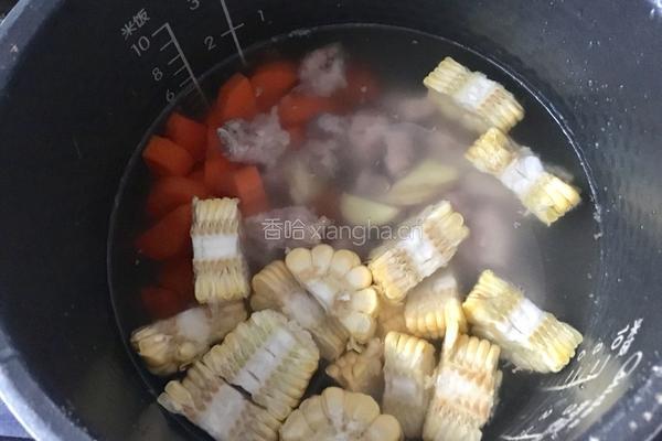 胡萝卜玉米排骨汤的做法图解3