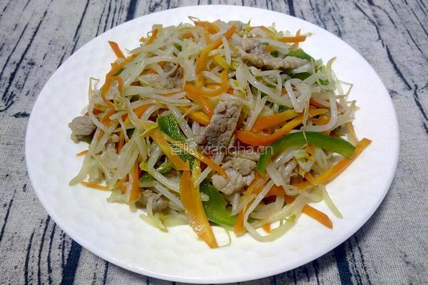 豆芽菜炒肉的做法图解9