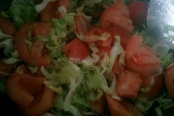 西红柿白菜炒馒头的做法图解6