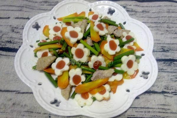 魔芋梅花蒜苔炒肉的做法图解11