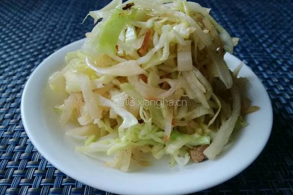 洋白菜肉丝炒饼的做法图解8