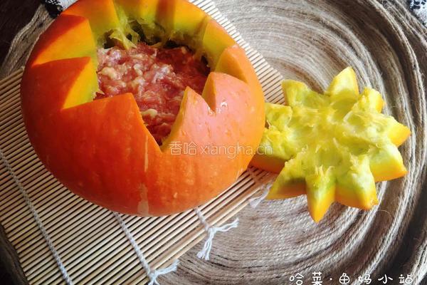 【南瓜蒸肉饼】的做法图解5