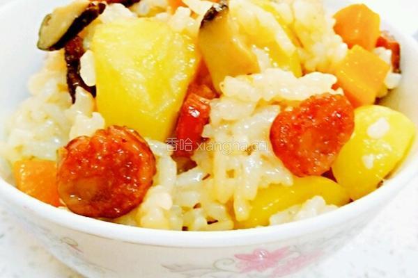 土豆香菇香肠焖饭的做法图解7