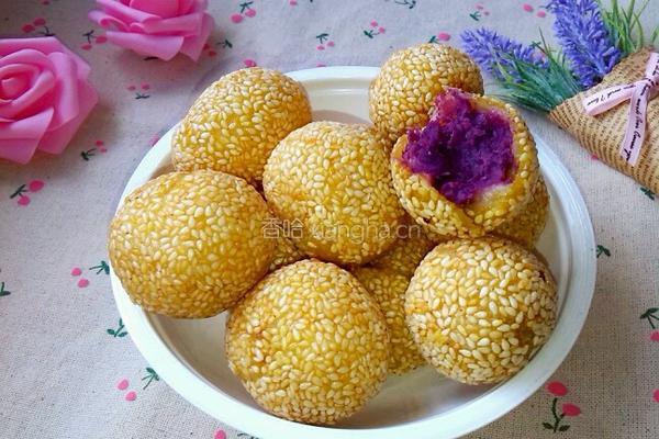 紫薯糯米芝麻球的做法图解12