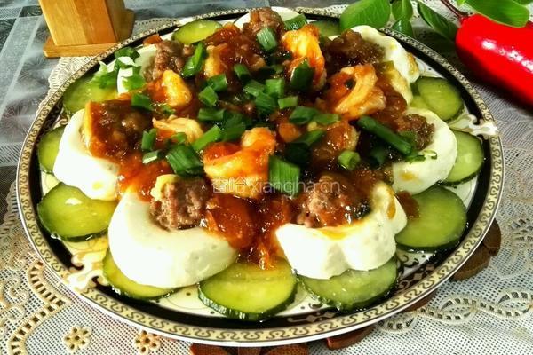 虾仁肉末蒸豆腐的做法图解8