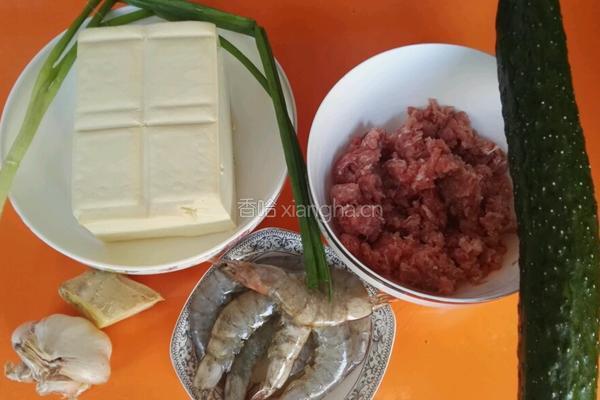 虾仁肉末蒸豆腐的做法图解1