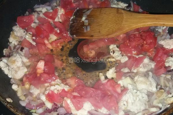 番茄肉酱意面配香蒜煎烟熏火腿的做法图解10