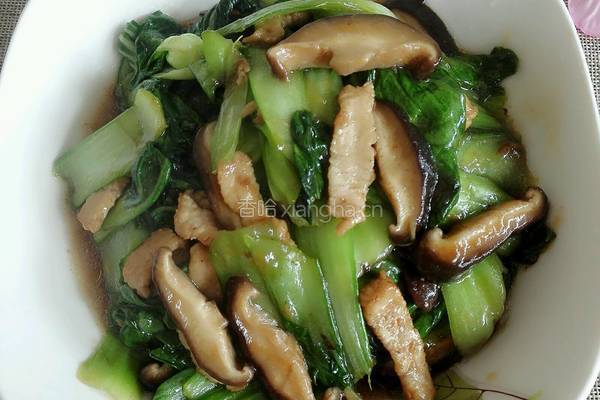 香菇油菜炒肉片的做法图解10