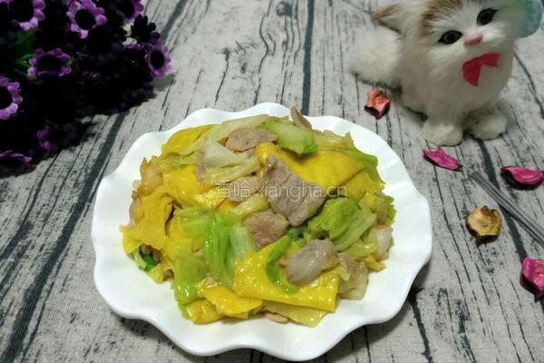 白菜大格扎炒肉的做法图解12