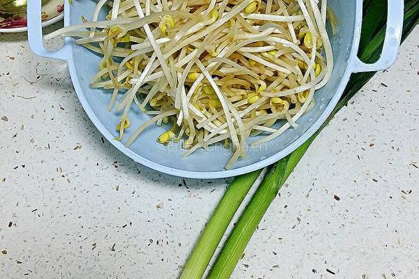 豆芽菜炒青蒜的做法图解1