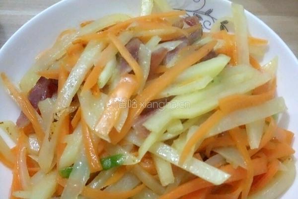 土豆胡萝卜炒腊肠的做法图解4