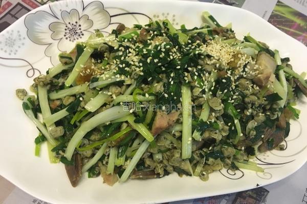 韭菜蚬肉烧肉鸭肾炒翘头的做法图解8