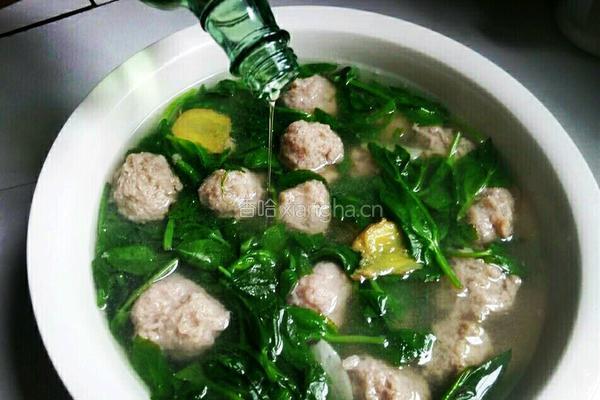 豌豆尖丸子汤的做法图解4