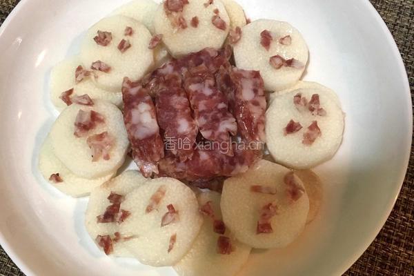 淮山蒸腊肠的做法图解4