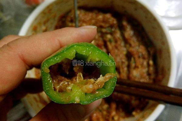 青椒酿肉的做法图解3