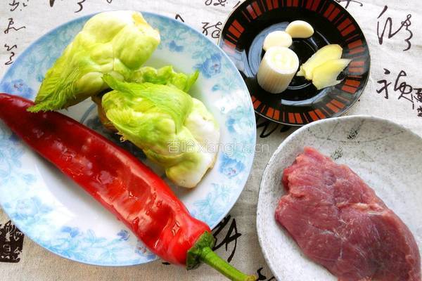 肉片炒儿菜的做法图解1