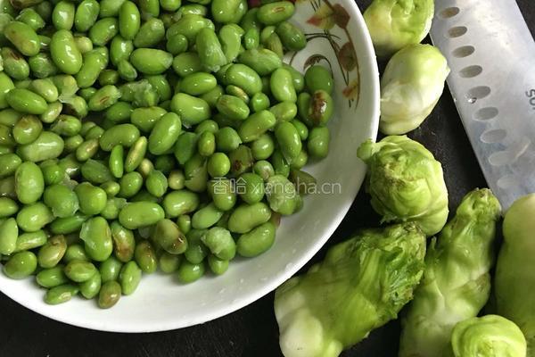 家常毛豆娃娃菜的做法图解1