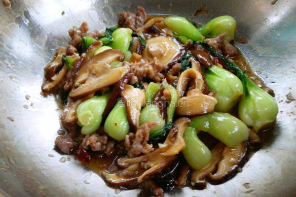 肉末香菇油菜的做法图解16