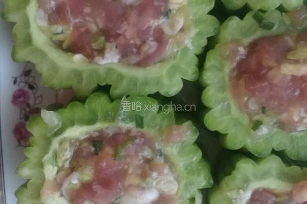 苦瓜圈夹肉的做法图解4
