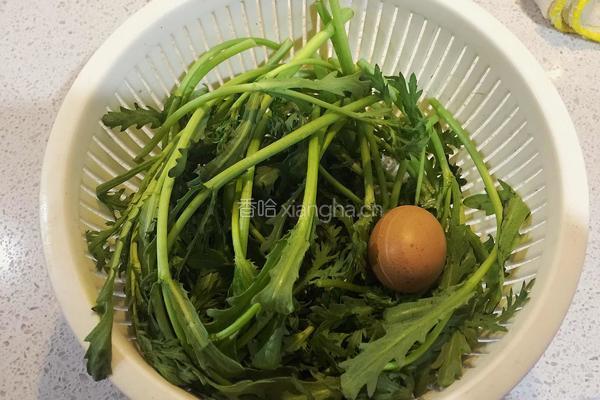 蛋皮蓬蒿菜的做法图解1