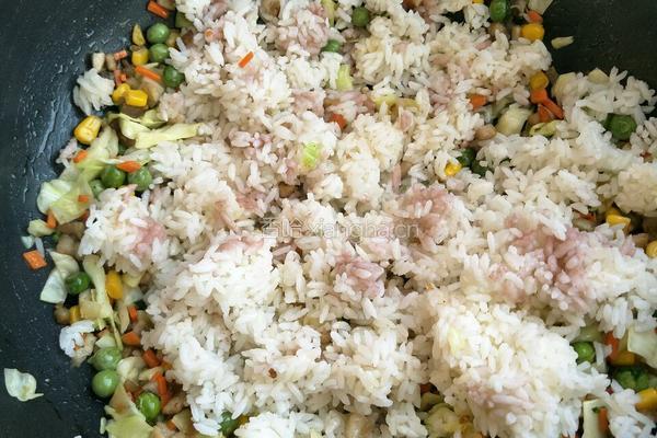 肉丁包菜炒饭的做法图解6