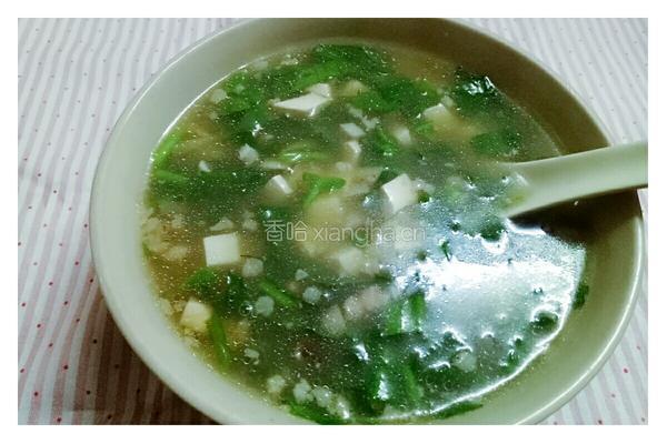 荠菜肉沫豆腐羹的做法图解4
