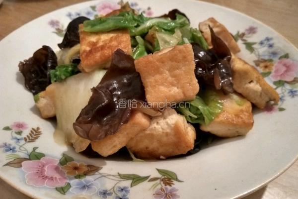 煎豆腐炒木耳白菜的做法图解8