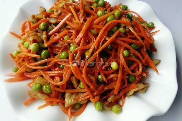 胡蘿卜青豆炒肉絲的做法图解6