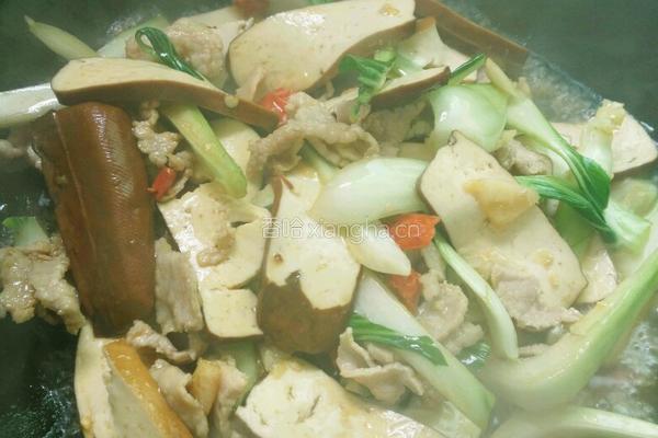 青菜瘦肉炒香干的做法图解9