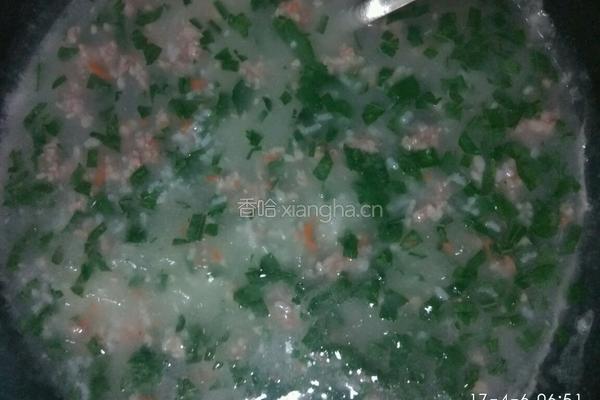 冬寒菜瘦肉粥的做法图解4