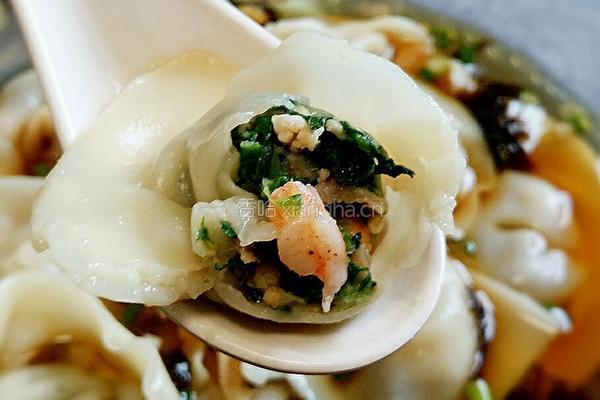 元宝馄饨～青菜鲜肉虾粒馅的做法图解14