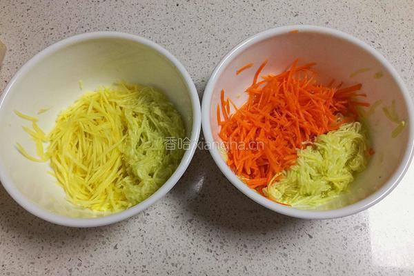 甜椒胡萝卜饼的做法图解4