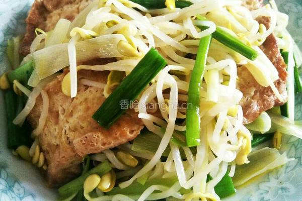 黄豆芽煎豆腐的做法图解8