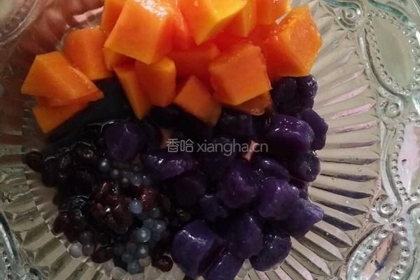 木瓜芋圆牛奶西米露的做法图解4